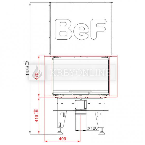 BeF Royal V 6 C teplovzdušná krbová vložka trojstranná s výsuvnými dvierkami krbyonline