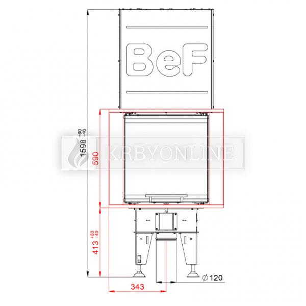 BeF Royal V 6 U teplovzdušná krbová vložka trojstranná s výsuvnými dvierkami krbyonline