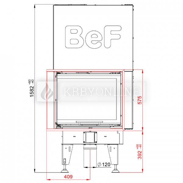 BeF Royal V 7 CL teplovzdušná krbová vložka rohová ľavá s výsuvnými dvierkami krbyonline