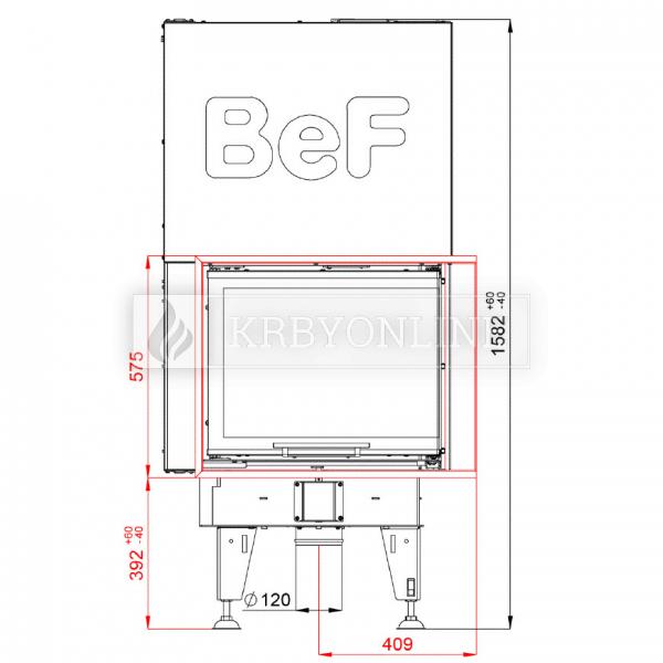 BeF Royal V 7 CP teplovzdušná krbová vložka rohová pravá s výsuvnými dvierkami krbyonline