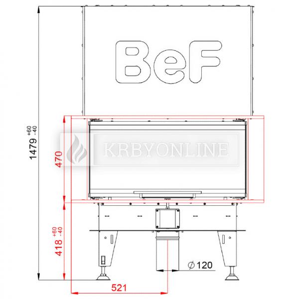 BeF Royal V 8 C teplovzdušná krbová vložka trojstranná s výsuvnými dvierkami krbyonline