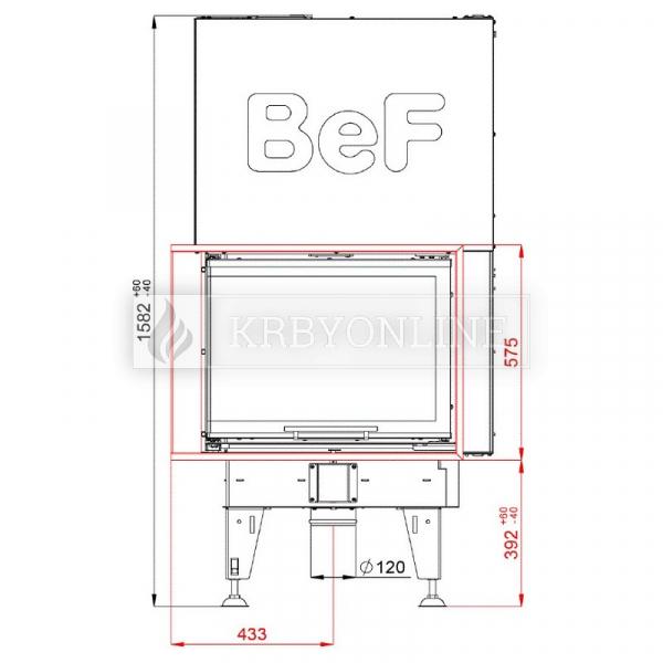 BeF Royal V 8 CL teplovzdušná krbová vložka rohová ľavá s výsuvnými dvierkami krbyonline