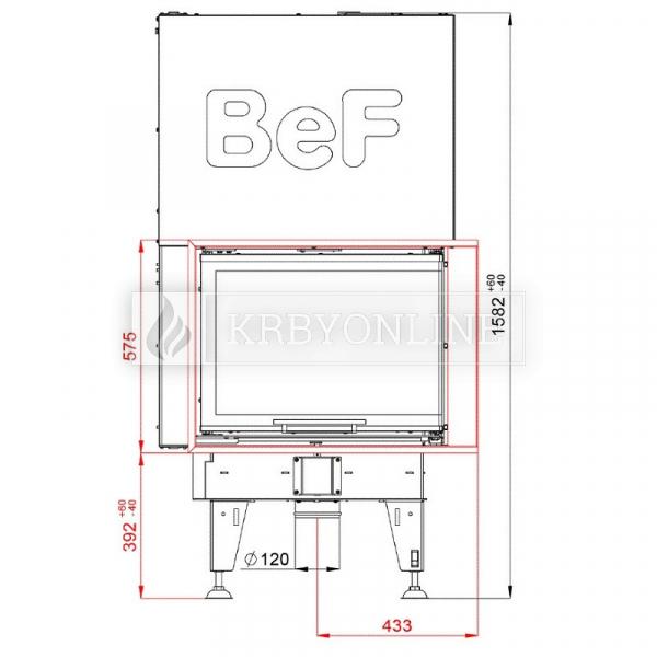 BeF Royal V 8 CP teplovzdušná krbová vložka rohová pravá s výsuvnými dvierkami krbyonline