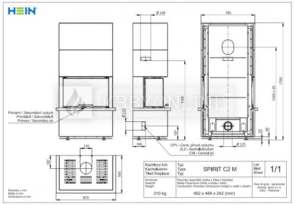 Hein Spirit C2 M panoramatický kachlový krb krbyonline