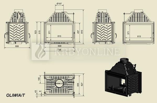 Kratki Oliwia T teplovzdušná krbová vložka tunelové presklenie krbyonline