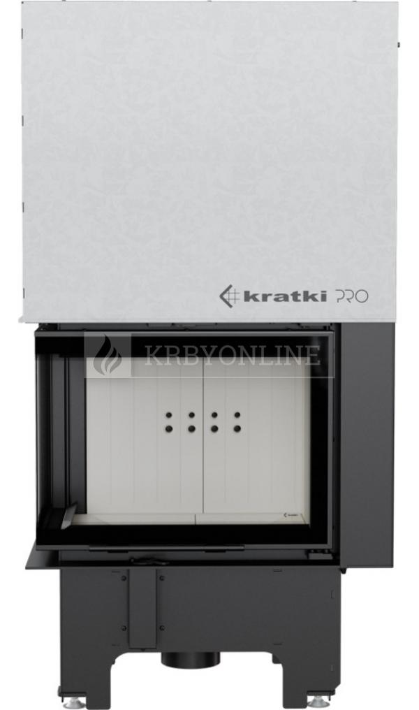 Kratki VNL 610/430 G exkluzívna oceľová rohová krbová vložka s výsuvným otváraním dvierok ľavé presklenie krbyonline