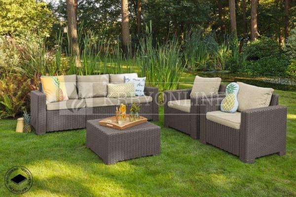 Keter California Cappuccino set záhradného nábytku (2 kreslá + stolík + trojsedadlová pohovka) krbyonline