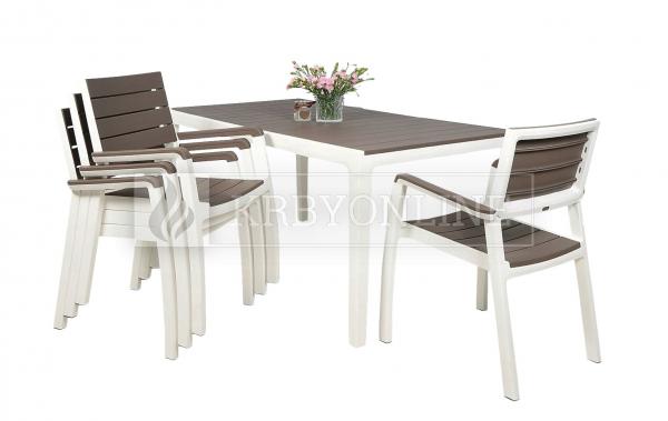 Keter Harmony záhradný nábytok biely/hnedý (4 stoličky + stôl) krbyonline