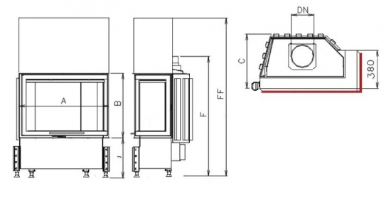 Kobok Kazeta R90 S/380 (720, 780) - nákres krbyonline