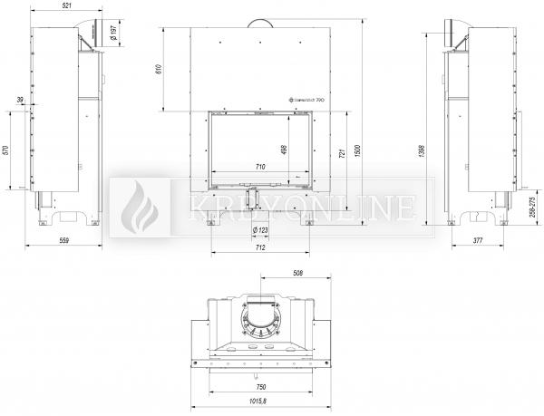 Kratki MBA 17 G teplovzdušná krbová vložka rovná s výsuvnými dvierkami krbyonline