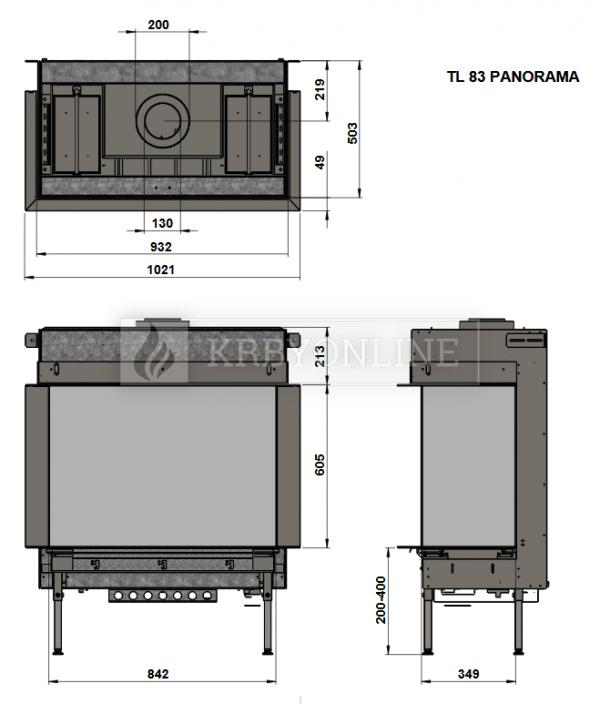 Trimline 83 Panoramic plynová krbová vložka trojstranná krbyonline