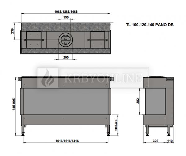 Trimline 100 Panoramic plynová krbová vložka trojstranná krbyonline