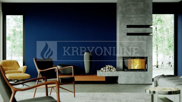 Defro Home RIVA SM BP SHORT teplovzdušná krbová vložka s pravým rohovým presklením krbyonline