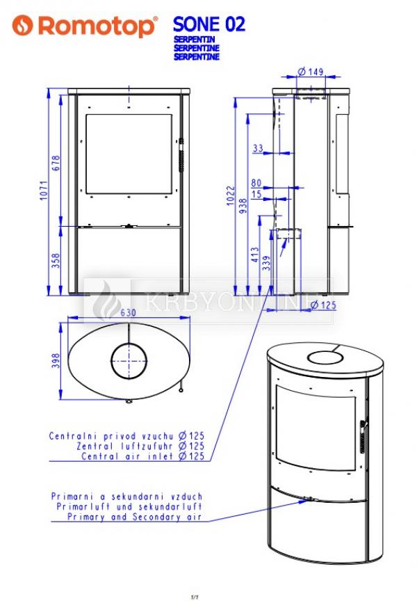 Romotop Sone 02 krbové kachle s mastencovým obložením a kvalitnými šamotovými tvarovkami krbyonline