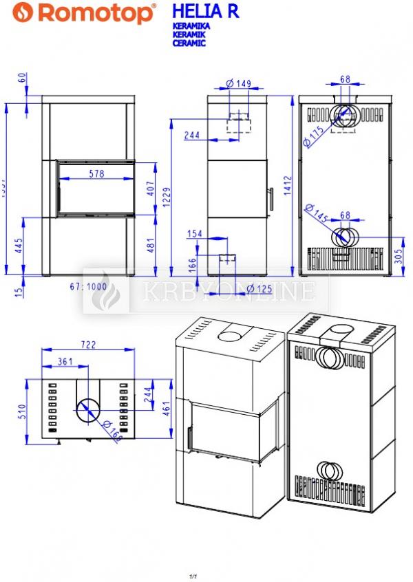 Romotop Helia L/R designové keramické krbové kachle krbyonline