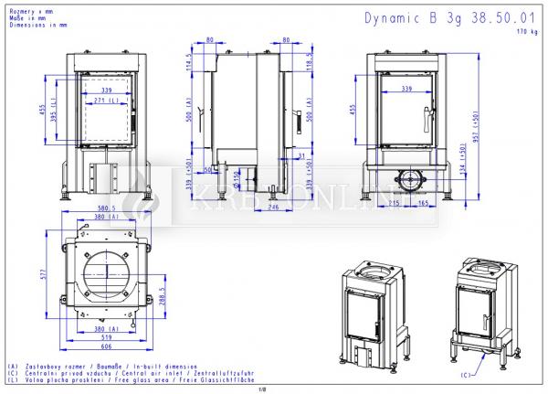 Romotop DYNAMIC B3G 38.50.01 pecová vložka so zadným prikladaním krbyonline