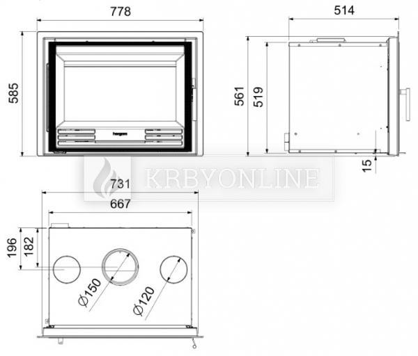Hergóm C-03/70 teplovzdušná liatinová krbová vložka krbyonline
