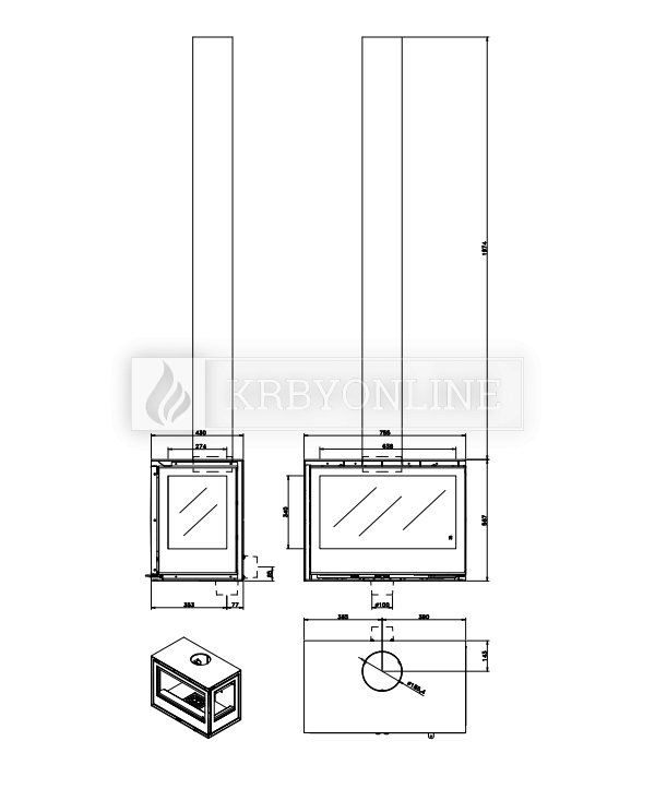 Rocal Habit 76 LD + T exkluzívne teplovzdušné krbové kachle krbyonline