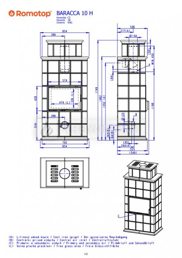 Romotop Baracca 10 H akumulačný kachľový krb s kobkou krbyonline