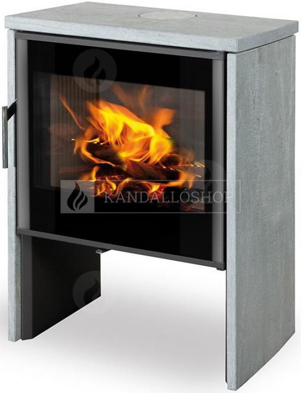 Romotop Riano N03 zsírkő, lemez, modern, minőségi, acél, kandallókályha széles üveggel kandalloshop