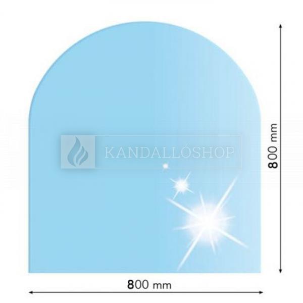 Edzett üveg alátét hordozható kályhák alá - ívelt 80x80 cm