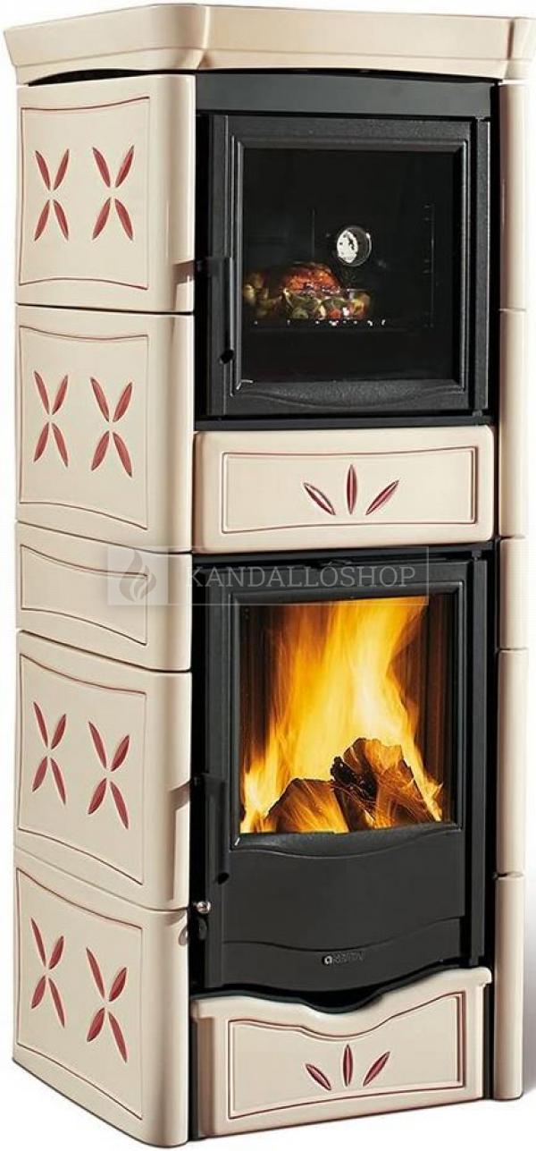 La Nordica Nicoletta kerámia borítású kályha öntöttvas tűztérrel és zománcozott sütővel kandalloshop