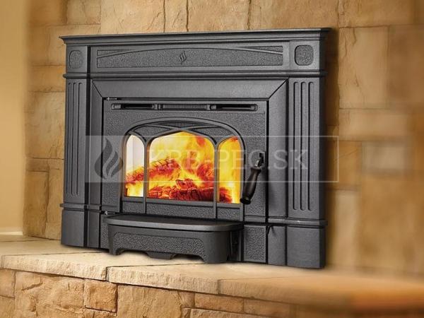 Hampton HI300 liatinová rovná krbová vložka s dvojkomorovým spaľovaním kovová čierna krb-pec