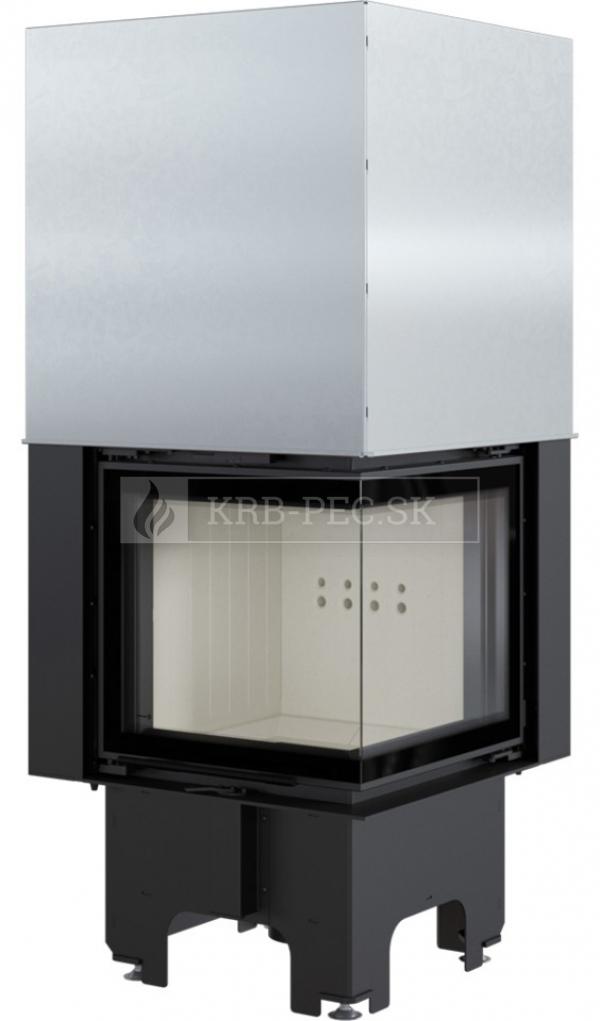 Kratki VNP 480/480 G exkluzívna oceľová rohová krbová vložka s výsuvným otváraním dvierok pravé krb-pec