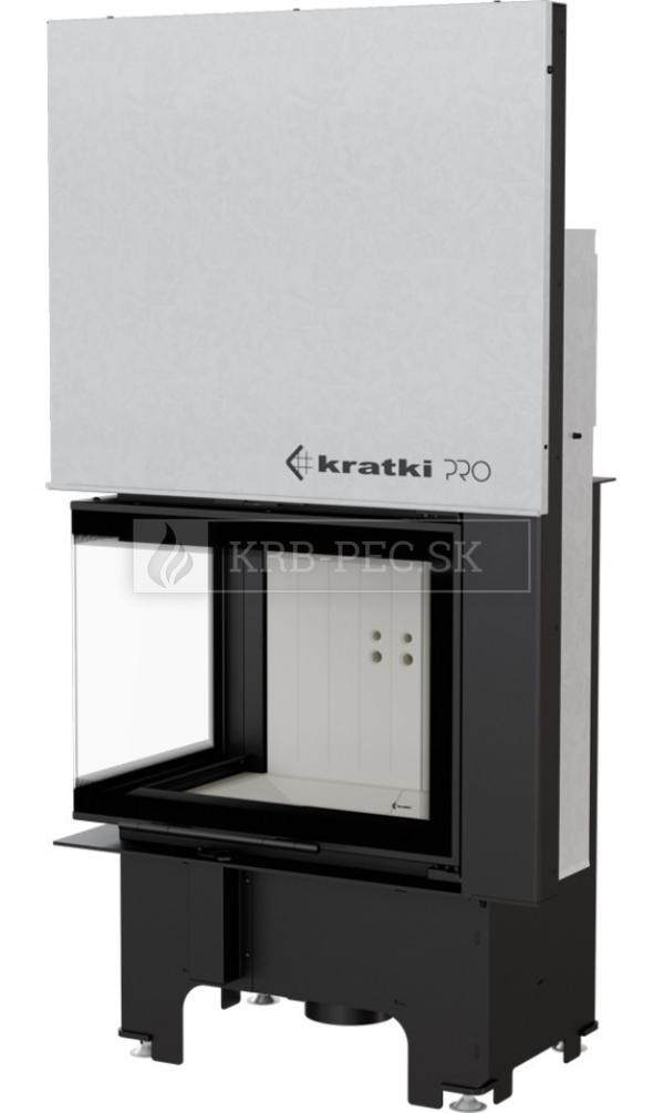 Kratki VNL 610/430 G exkluzívna oceľová rohová krbová vložka s výsuvným otváraním dvierok ľavé krb-pec