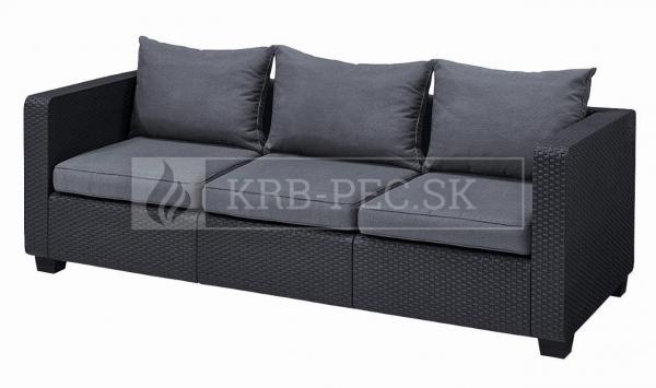 Keter Salta trojsedadlová záhradná pohovka v grafitovej farbe krb-pec
