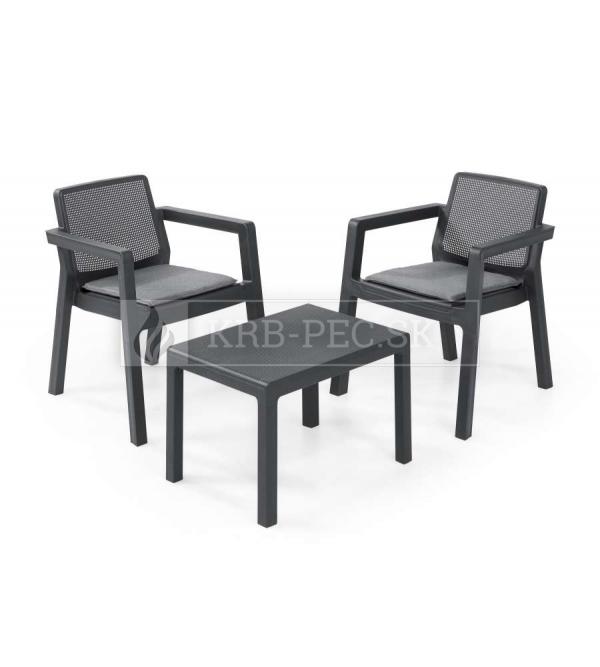 Keter Emily balkónový set nábytku grafitový (2 stoličky + stôl) krb-pec