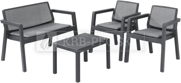 Keter Emily balkónový set nábytku grafitový (2 stoličky + stôl + sedačka) krb-pec