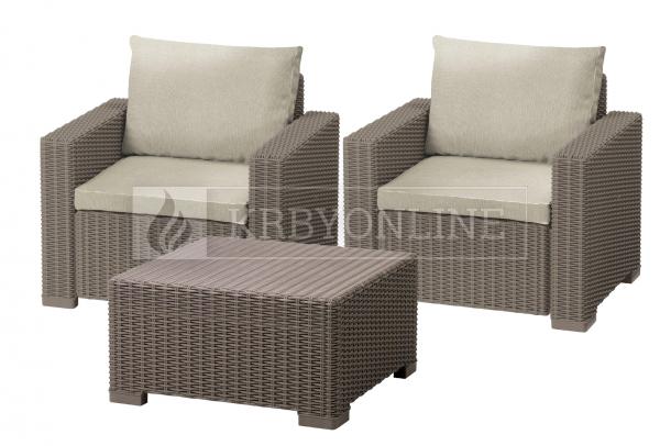 Keter California Cappuccino set záhradného nábytku (2 kreslá + stolík) krbyonline
